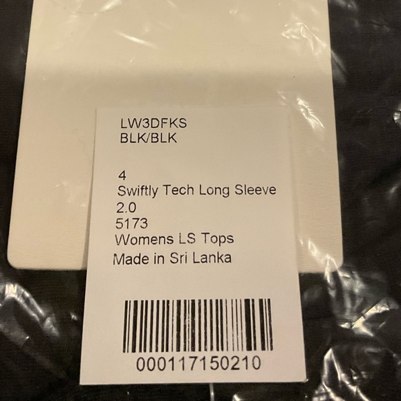 NWT Lululemon Swiftly tech long sleeve shirt 2.0 BLACK size 4 - Picture 4 of 4